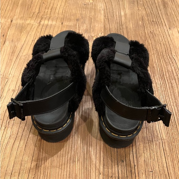 Dr. Martens Francis Fluffy F Fur Leather Sandals, Black, Like New, Size 7-8 /38 - Picture 7 of 11